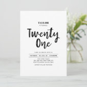 Zwarte & Witte Eenvoudige 21e verjaardag Kaart (Staand voorkant)