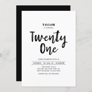 Zwarte & Witte Eenvoudige 21e verjaardag Kaart