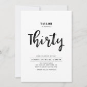 Zwarte & Witte Eenvoudige 30e verjaardag Kaart (Voorkant)