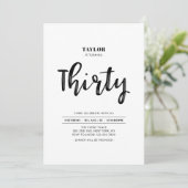 Zwarte & Witte Eenvoudige 30e verjaardag Kaart (Staand voorkant)
