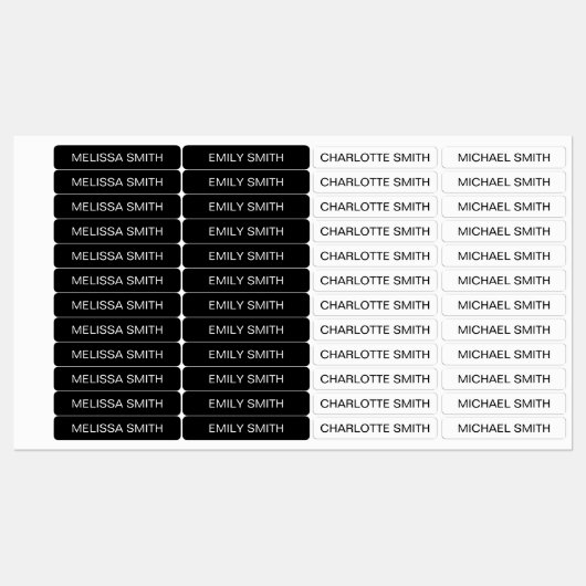 Zwarte witte eenvoudige Kinder waterdichte labels (Vel)