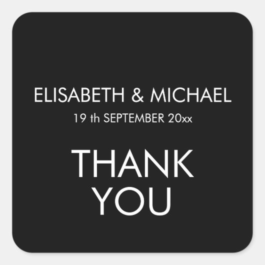 Zwarte witte, eenvoudige, minimalistische trendele vierkante sticker (Voorkant)