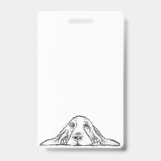 zwarte witte, eenvoudige puppy-ogen badge (Front)