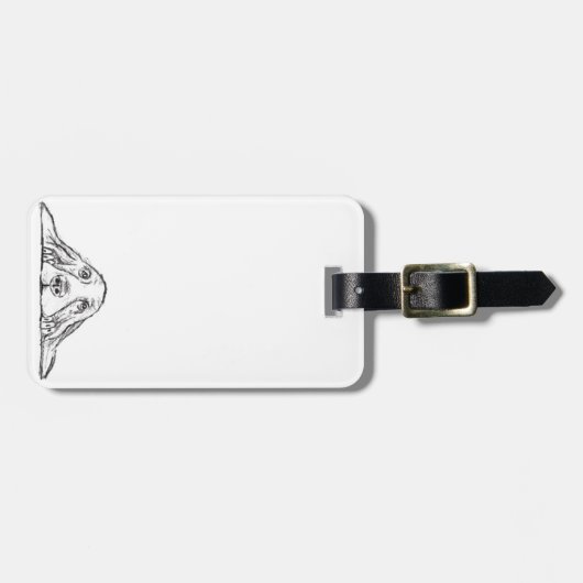 zwarte witte, eenvoudige puppy-ogen bagagelabel (Voorkant horizontaal)