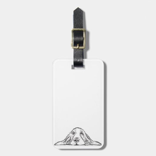 zwarte witte, eenvoudige puppy-ogen bagagelabel (Voorkant verticaal)