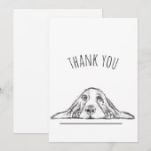 zwarte witte, eenvoudige puppy-ogen bedankkaart (Voorkant / Achterkant)