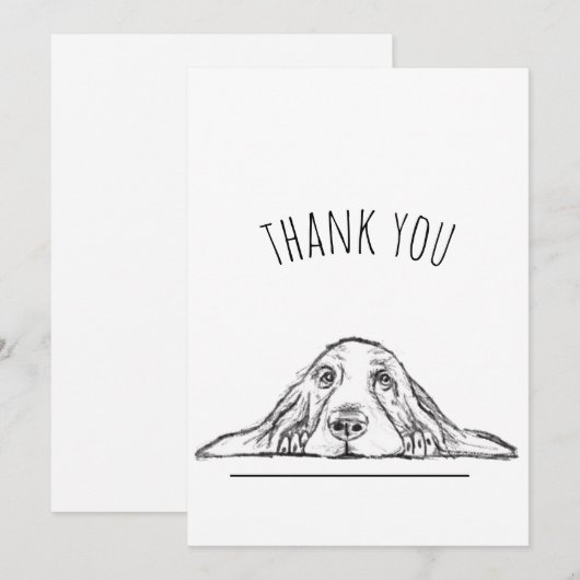 zwarte witte, eenvoudige puppy-ogen bedankkaart (Voorkant / Achterkant)