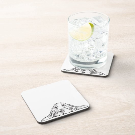 zwarte witte, eenvoudige puppy-ogen bier onderzetter (Rechterzijde)