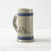 zwarte witte, eenvoudige puppy-ogen bierpul (Voorkant links)