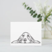 zwarte witte, eenvoudige puppy-ogen briefkaart (Staand voorkant)