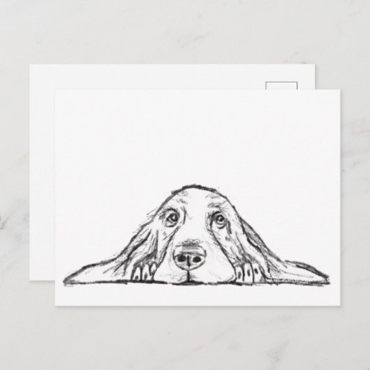 zwarte witte, eenvoudige puppy-ogen briefkaart (Voorkant / Achterkant)