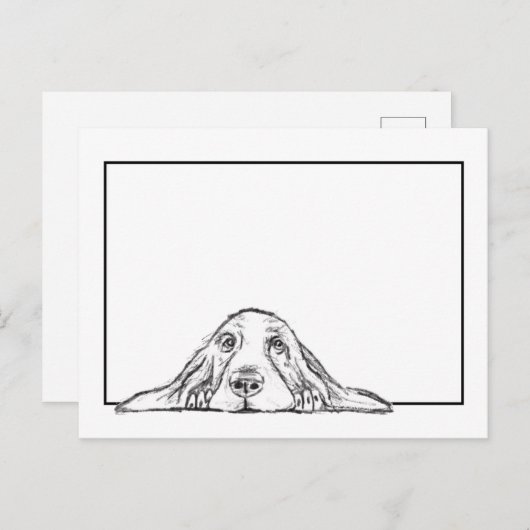 zwarte witte, eenvoudige puppy-ogen briefkaart (Voorkant / Achterkant)