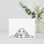 zwarte witte, eenvoudige puppy-ogen briefkaart (Staand voorkant)