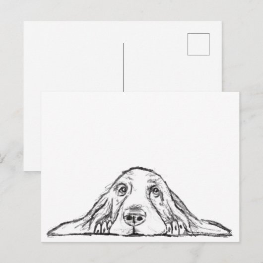 zwarte witte, eenvoudige puppy-ogen briefkaart (Voorkant / Achterkant)