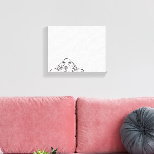 zwarte witte, eenvoudige puppy-ogen canvas afdruk (Insitu (Woonkamer))