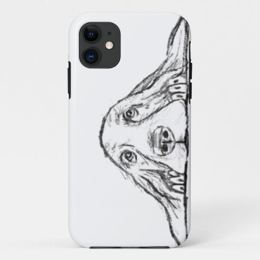 zwarte witte, eenvoudige puppy-ogen Case-Mate iPhone case (Achterkant)