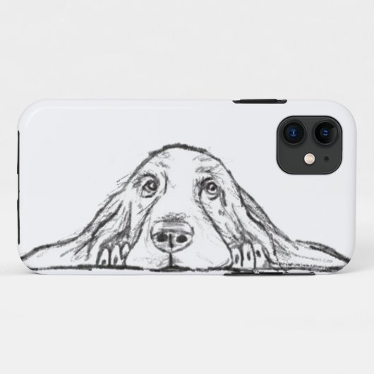 zwarte witte, eenvoudige puppy-ogen Case-Mate iPhone case (Achterkant (horizontaal))
