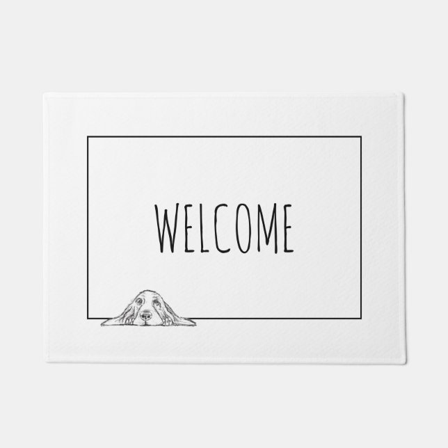 zwarte witte, eenvoudige puppy-ogen deurmat (Voorkant)