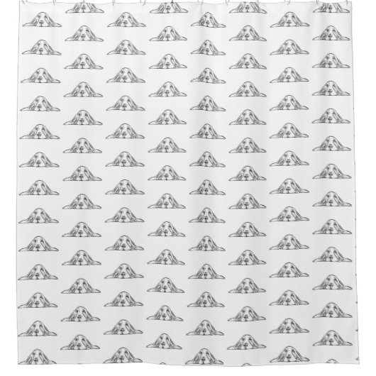 zwarte witte, eenvoudige puppy-ogen douchegordijn (Voorkant)