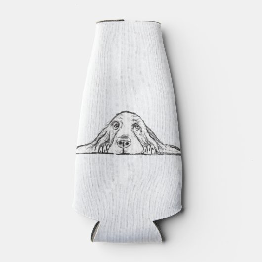 zwarte witte, eenvoudige puppy-ogen flesjeskoeler (Voorkant)