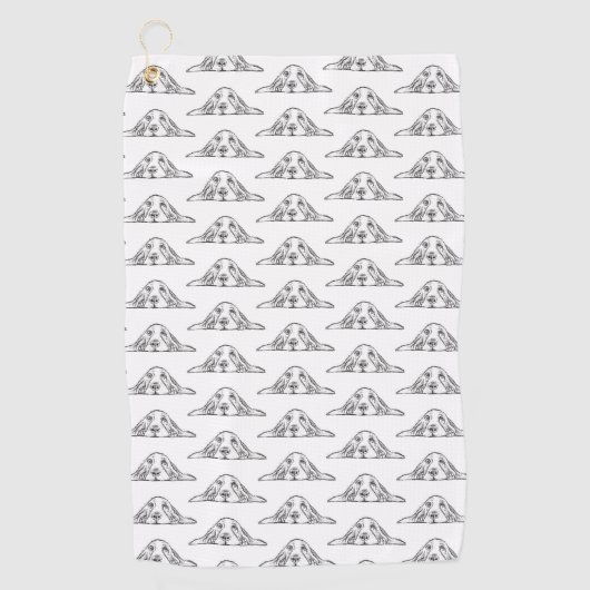 zwarte witte, eenvoudige puppy-ogen golfhanddoek (Voorkant)