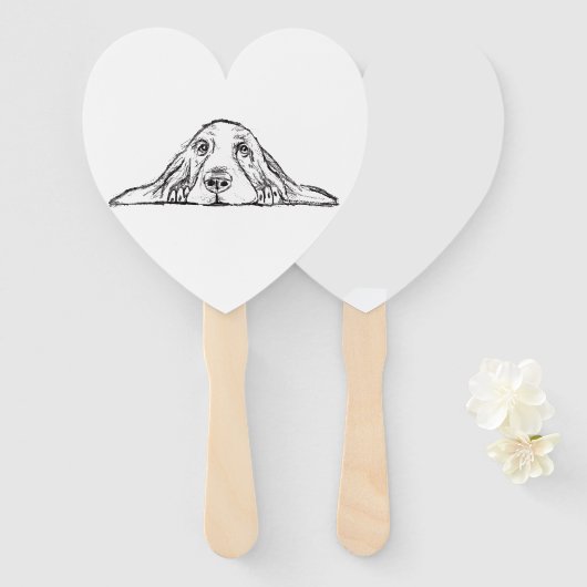 zwarte witte, eenvoudige puppy-ogen handwaaier (Voorkant en achterkant)