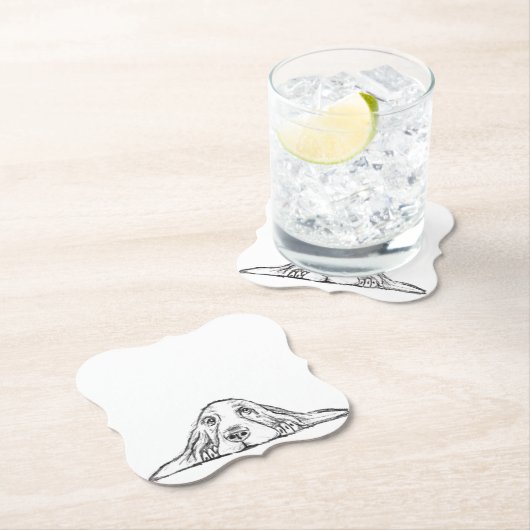 zwarte witte, eenvoudige puppy-ogen kartonnen onderzetters (Insitu)