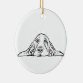 zwarte witte, eenvoudige puppy-ogen keramisch ornament (Rechts)