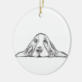 zwarte witte, eenvoudige puppy-ogen keramisch ornament (Links)