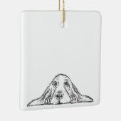 zwarte witte, eenvoudige puppy-ogen keramisch ornament (Rechts)