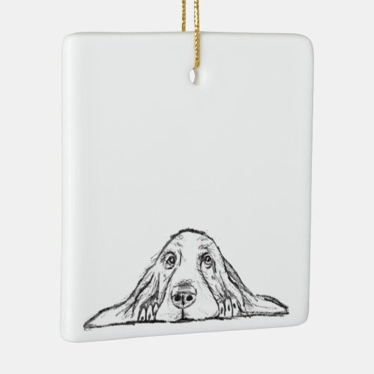 zwarte witte, eenvoudige puppy-ogen keramisch ornament (Rechts)