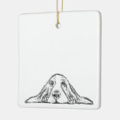 zwarte witte, eenvoudige puppy-ogen keramisch ornament (Links)