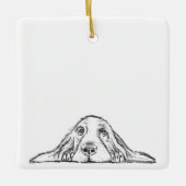 zwarte witte, eenvoudige puppy-ogen keramisch ornament (Voorkant)