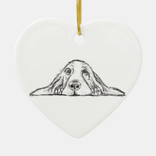 zwarte witte, eenvoudige puppy-ogen keramisch ornament