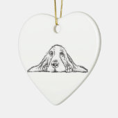zwarte witte, eenvoudige puppy-ogen keramisch ornament (Links)