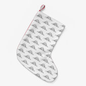 zwarte witte, eenvoudige puppy-ogen kleine kerstsok (Voorkant (Hangend))