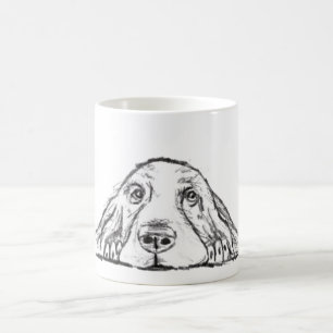 zwarte witte, eenvoudige puppy-ogen koffiemok