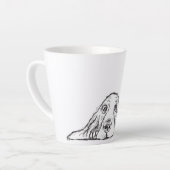 zwarte witte, eenvoudige puppy-ogen latte mok (Linkerhoek)