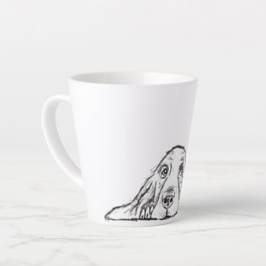 zwarte witte, eenvoudige puppy-ogen latte mok (Linkerhoek)