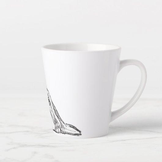 zwarte witte, eenvoudige puppy-ogen latte mok (Rechts)