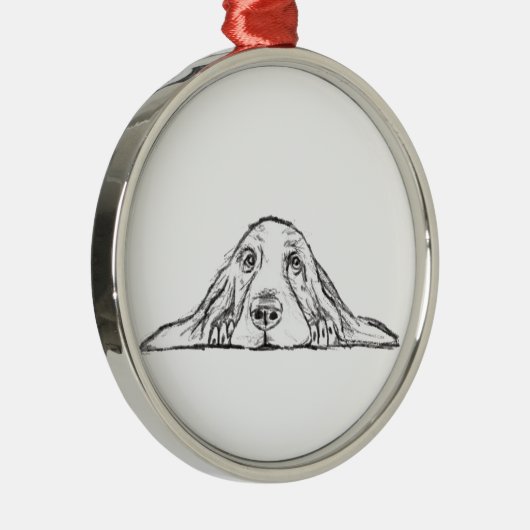 zwarte witte, eenvoudige puppy-ogen metalen ornament (Rechts)