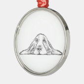 zwarte witte, eenvoudige puppy-ogen metalen ornament (Links)