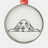 zwarte witte, eenvoudige puppy-ogen metalen ornament (Voorkant)