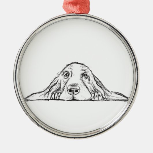 zwarte witte, eenvoudige puppy-ogen metalen ornament (Voorkant)