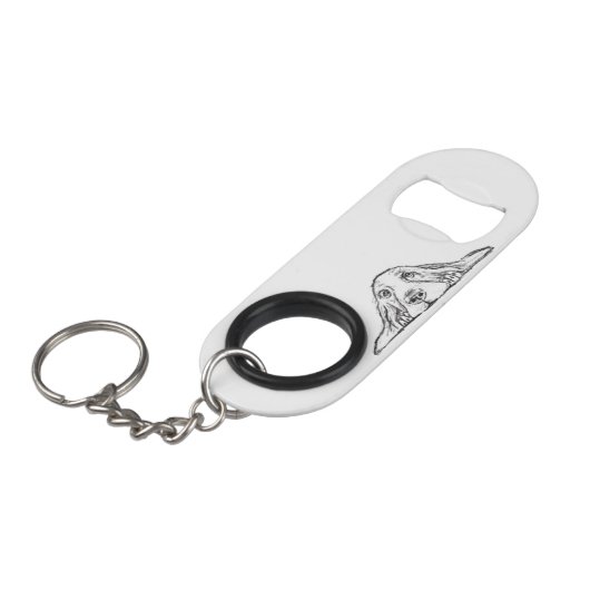 zwarte witte, eenvoudige puppy-ogen mini flessenopener (Voorkant Gekanteld)