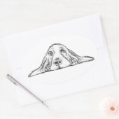 zwarte witte, eenvoudige puppy-ogen ovale sticker (Envelop)