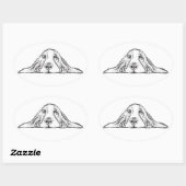 zwarte witte, eenvoudige puppy-ogen ovale sticker (Vel)
