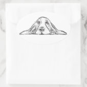 zwarte witte, eenvoudige puppy-ogen ovale sticker (Tas)