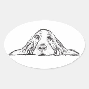 zwarte witte, eenvoudige puppy-ogen ovale sticker