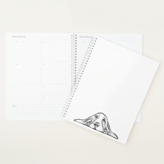 zwarte witte, eenvoudige puppy-ogen planner (Display)